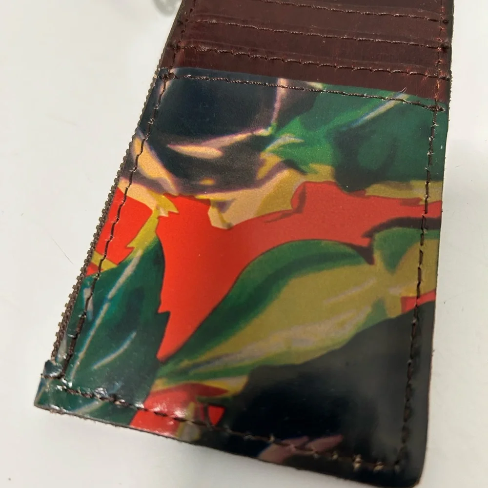 Patricia Nash Leather Wallet Wristlet Red Brown